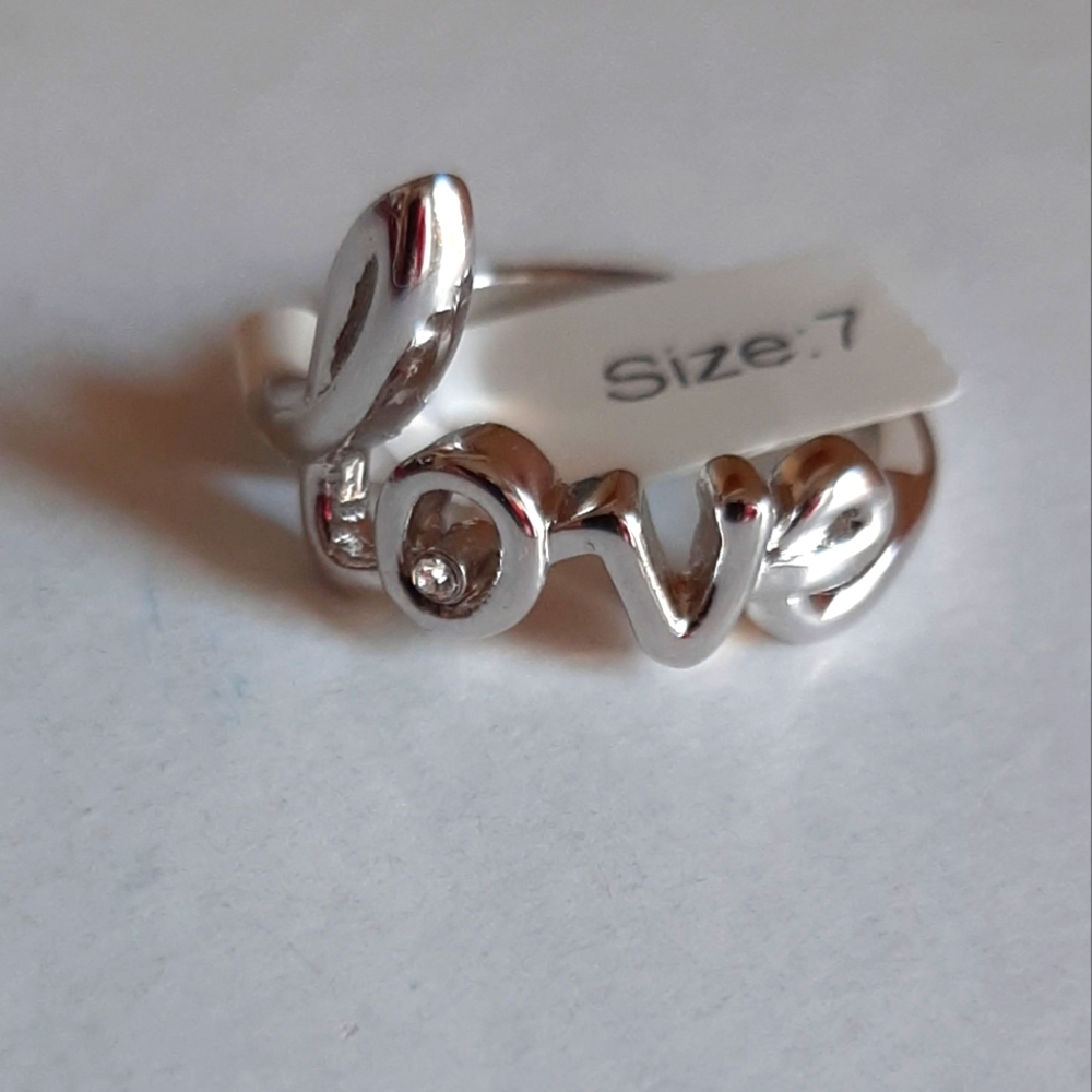 "LOVE" Silver Ring, Park Lane, Size 7